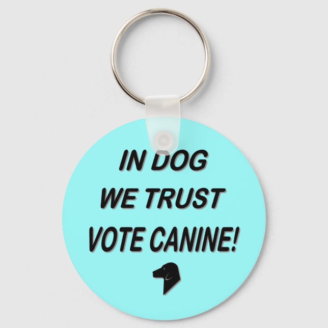 Vote Dog with Black Text Key Ring (Front)