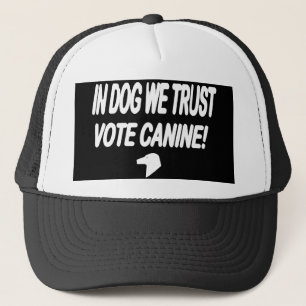 Vote Dog with White Text Trucker Hat