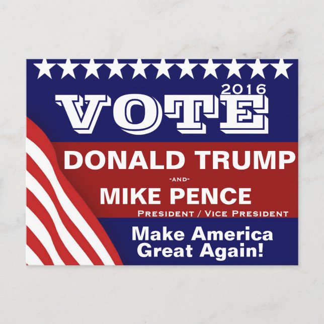 Vote Donald Trump and Mike Pence Postcard (Front)