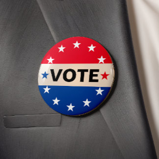 Vote Election America Politic Red White Blue 6 Cm Round Badge