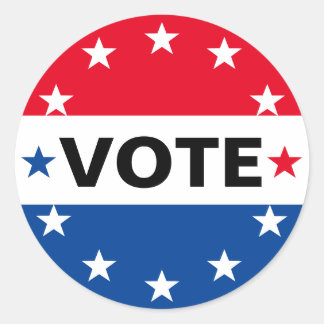 Vote Election America Politic Red White Blue Classic Round Sticker