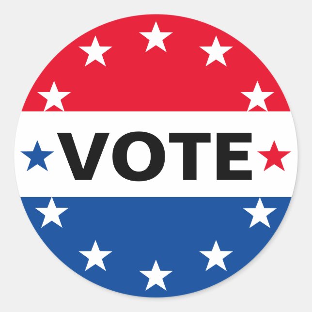 Vote Election America Politic Red White Blue  Classic Round Sticker (Front)