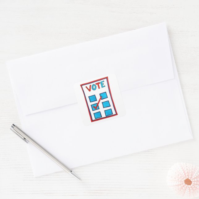 VOTE Election Day USA Voting Ballot Checkbox Square Sticker (Envelope)