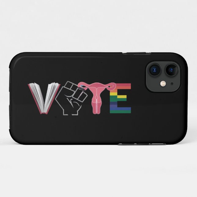 Vote Feminist Women's Rights Banned Books LGBTQ Case-Mate iPhone Case (Back (Horizontal))