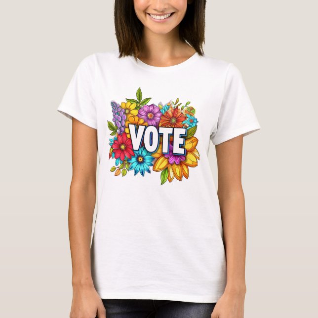 VOTE Floral Pink T-shirt (Front)