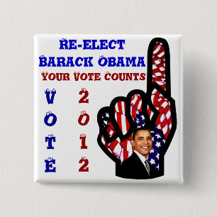 Vote for Barack Obama 2012_ 15 Cm Square Badge