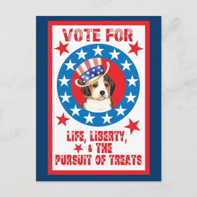 Vote for Beagle Postcard (Front)