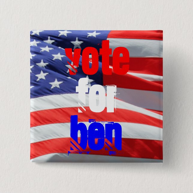 Vote for Ben Carson, Presidential Elections 15 Cm Square Badge (Front)