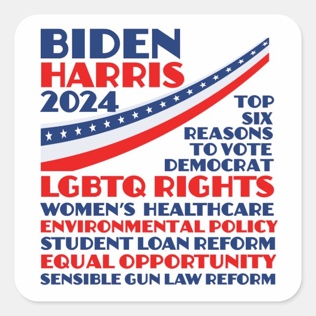 Vote for Biden Harris 2024 Election Platform Square Sticker (Front)