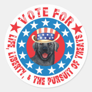 Vote for Black Lab Classic Round Sticker