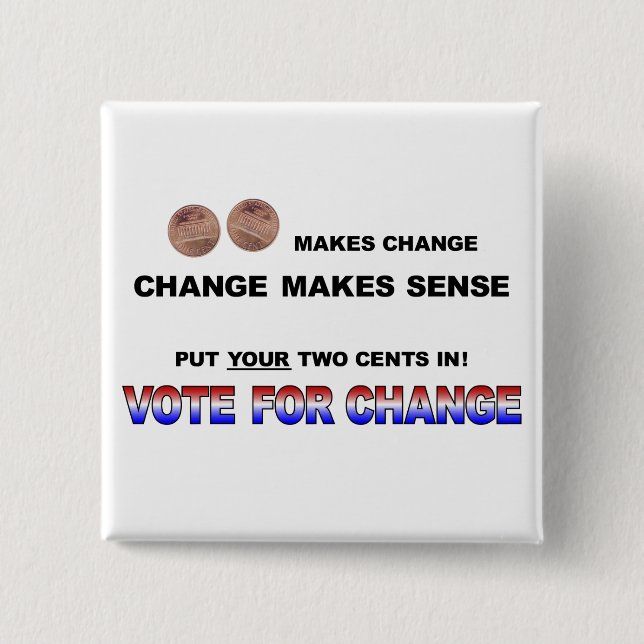 Vote for Change 2008 15 Cm Square Badge (Front)