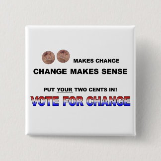 Vote for Change 2008 15 Cm Square Badge