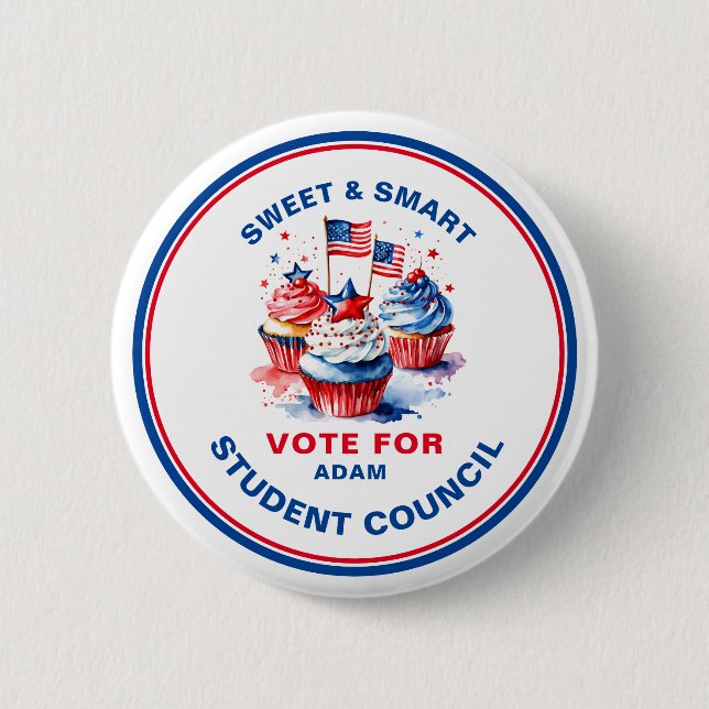 Vote for Class President: cupcake 6 Cm Round Badge (Front)