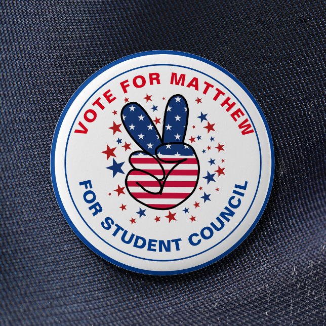Vote for Class President: VICTORY sign 6 Cm Round Badge (Creator Uploaded)
