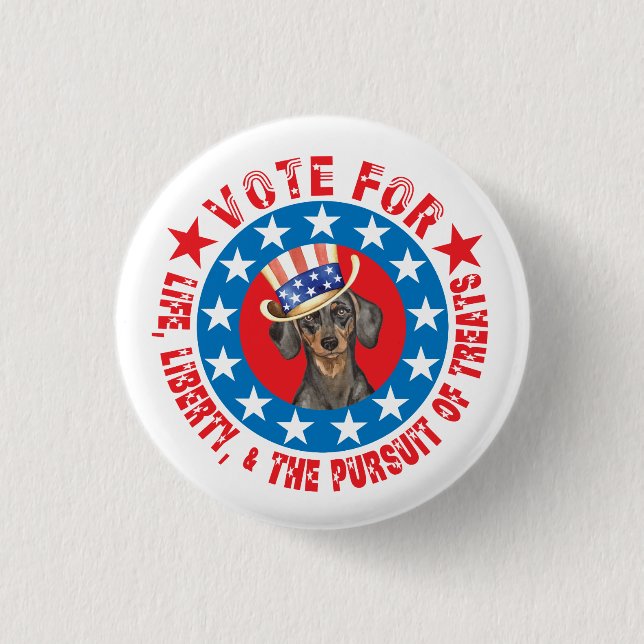 Vote for Dachshund 3 Cm Round Badge (Front)