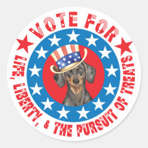 Vote for Dachshund Classic Round Sticker