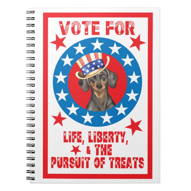 Vote for Dachshund Spiral Notebook (Front)