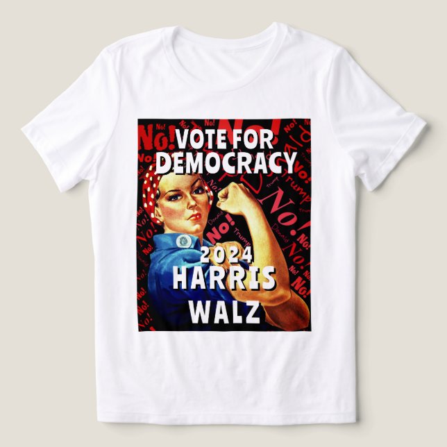 Vote for Democracy Harris Walz Tri-Blend Shirt (Design Front)