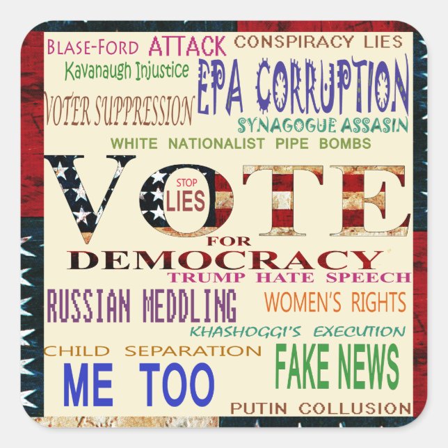 Vote for Democracy Square Sticker (Front)