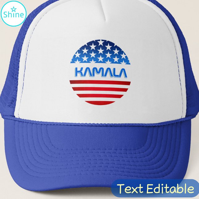 Vote for Kamala Harris USA Flag Modern Typography Trucker Hat (Creator Uploaded)