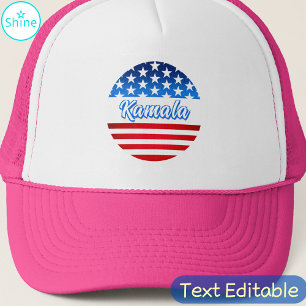 Vote for Kamala Harris USA Flag Personalised Text Trucker Hat
