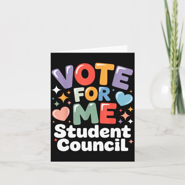 Vote For Me Student Council Vibes School Election  Card (Front)