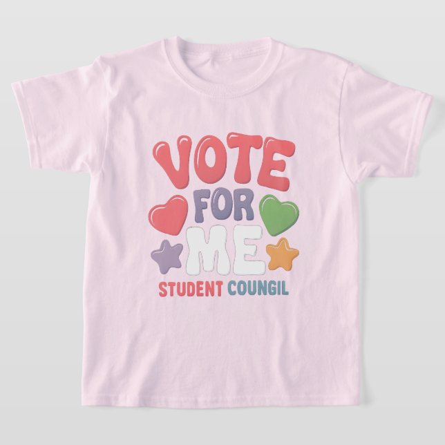 Vote for Me Student Council Vibes School T-Shirt (Laydown)