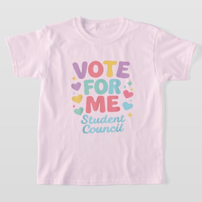 Vote for Me Student Council Vibes School T-Shirt (Laydown)