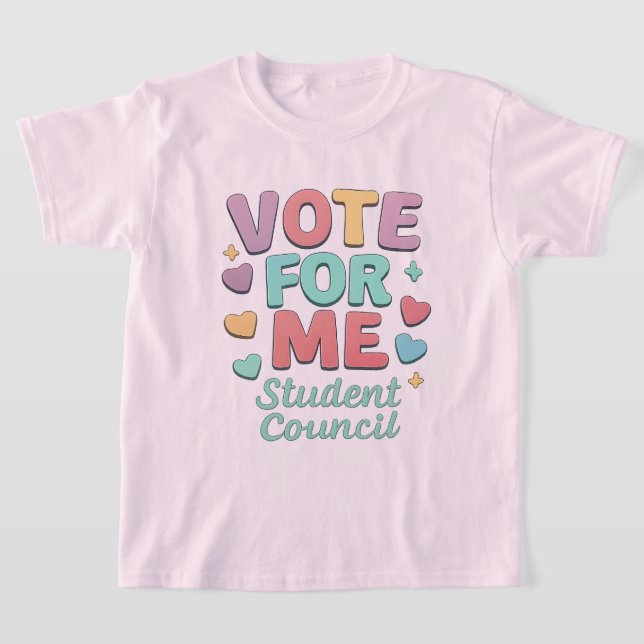 Vote for Me Student Council Vibes School T-Shirt (Laydown)