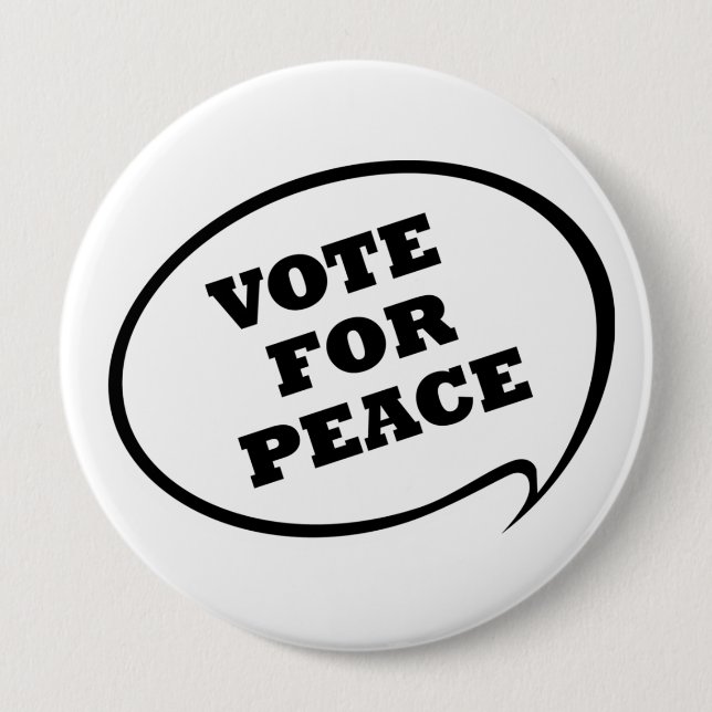 Vote For Peace White Button (Front)