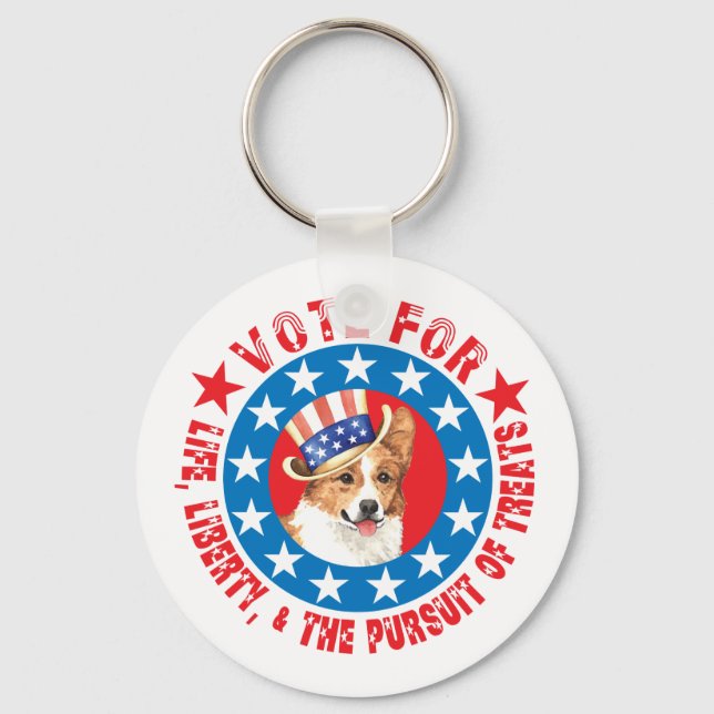 Vote for Pembroke Welsh Corgi Key Ring (Front)