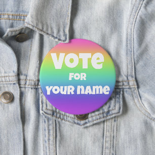 Vote for Personalised Name Rainbow Button