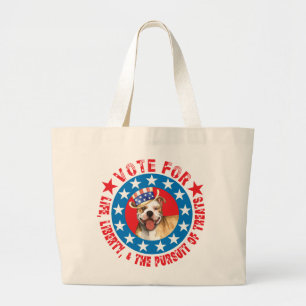Vote for Pit Bull Large Tote Bag