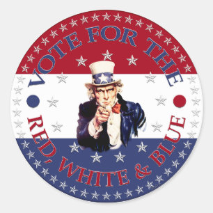 Vote For The Red, White and Blue Uncle Sam Classic Round Sticker