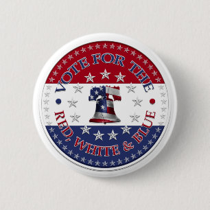 Vote for the Red, White Blue Liberty Bell 13 & 50 6 Cm Round Badge