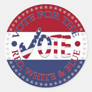 Vote For The Red, White Blue USA Check Mark VOTE Classic Round Sticker