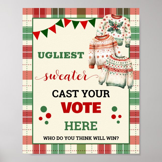 Vote for Ugliest Christmas Sweater Sign (Front)