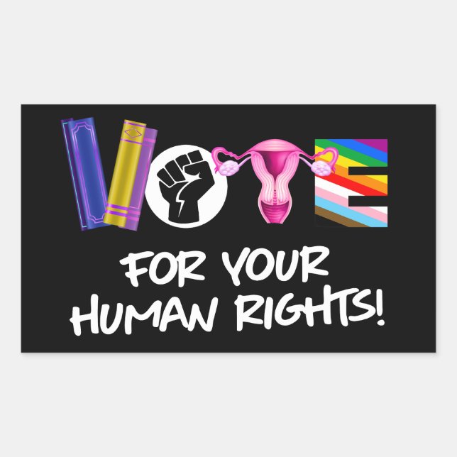 Vote for your Human Rights Rectangular Sticker (Front)