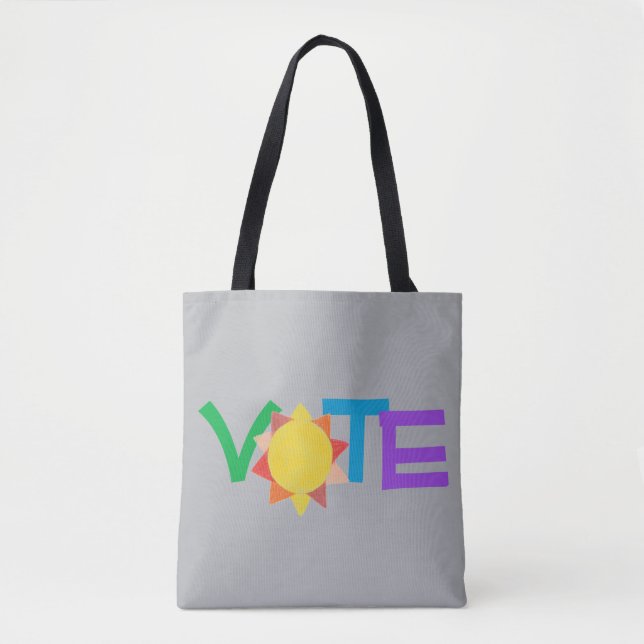 Vote GOTV Button / Vote With Sun Tote Bag (Front)