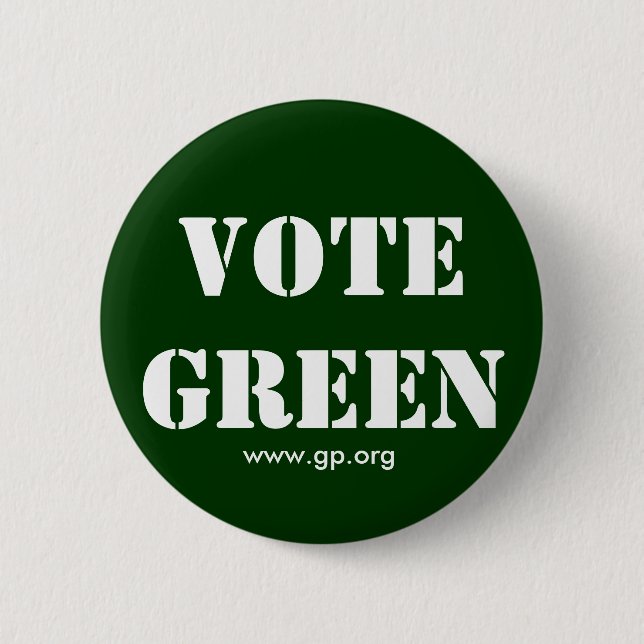 VOTE GREEN 6 CM ROUND BADGE (Front)