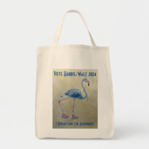 Vote Harris 2024 Blue Flamingo with Pearls Tote