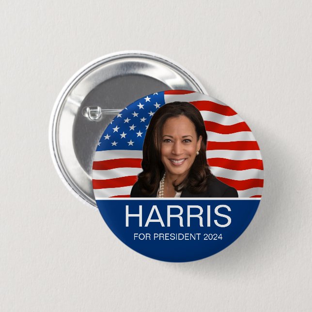 VOTE Harris For President 2024 6 Cm Round Badge (Front & Back)