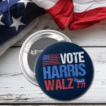 Vote Harris Walz Democrat Donkey American Flag<br><div class="desc">Vote Harris Walz button with the American flag and democrat donkey in red,  white,  and blue. Kamala Harris and Tim Walz for president and vice president as the democratic party candidates in this cool,  patriotic design for the 2024 election.</div>
