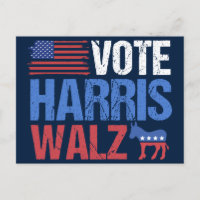 Vote Harris Walz Democrat Donkey American Flag