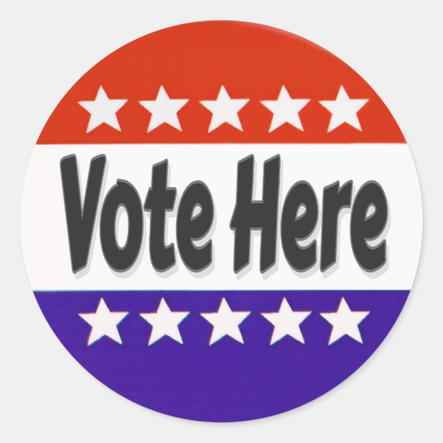 Vote Here Classic Round Sticker (Front)