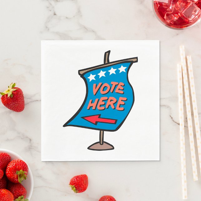 Vote Here Directional Sign Napkin (Creator Uploaded)