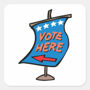 Vote Here Directional Sign Square Sticker