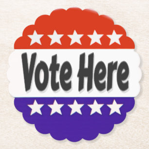 Vote Here Paper Coaster