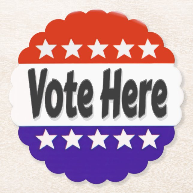 Vote Here Paper Coaster (Front)