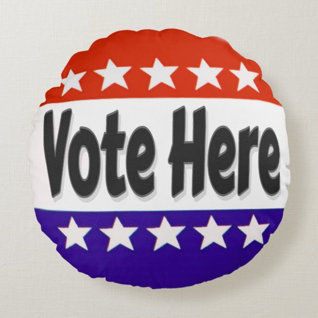 Vote Here Round Cushion (Front)